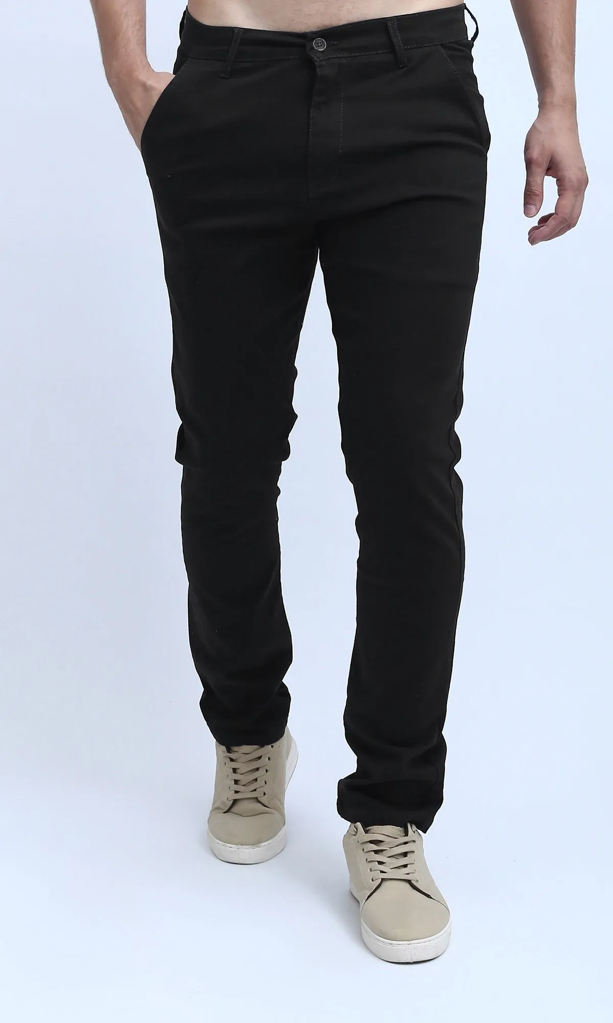 O201044 - Regular Fit Gabardine Pants - Black