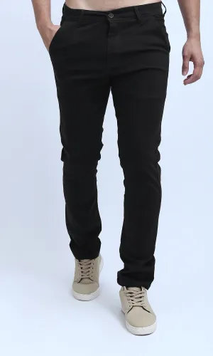 O201044 - Regular Fit Gabardine Pants - Black