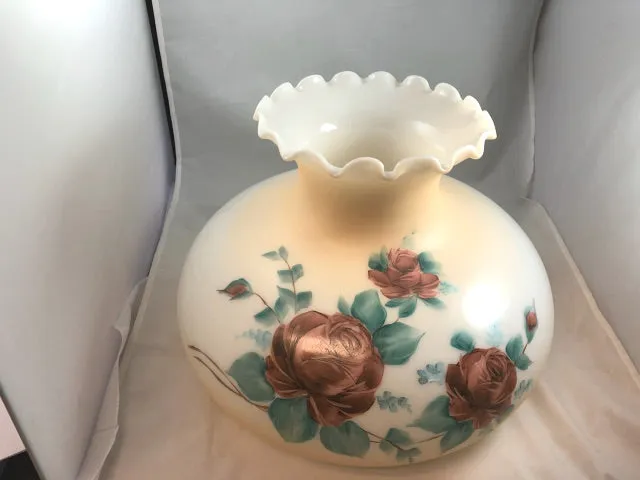 Peach Hand Decorated Student Shade with Rose Design and a Crimp Top *OUT OF STOCK*