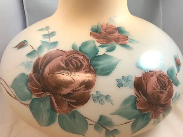 Peach Hand Decorated Student Shade with Rose Design and a Crimp Top *OUT OF STOCK*