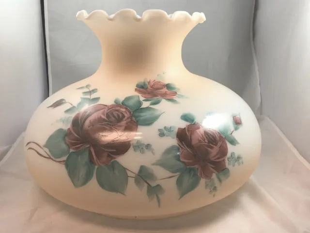 Peach Hand Decorated Student Shade with Rose Design and a Crimp Top *OUT OF STOCK*