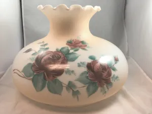 Peach Hand Decorated Student Shade with Rose Design and a Crimp Top *OUT OF STOCK*