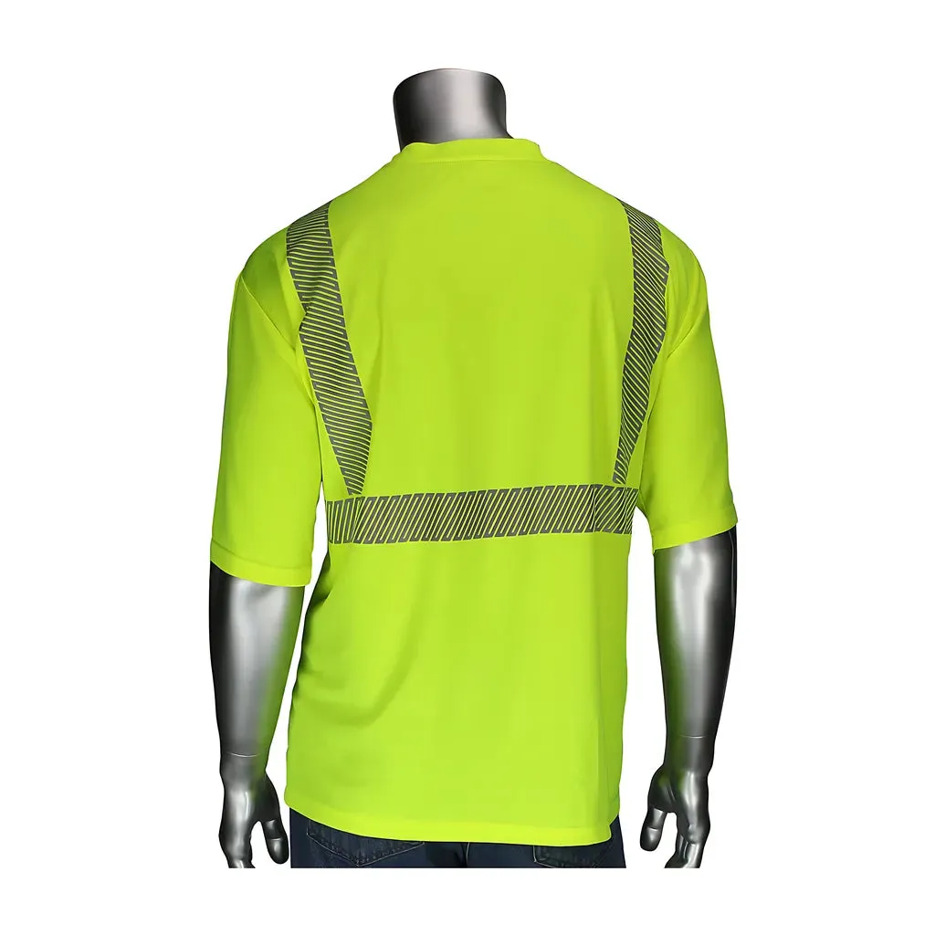 PIP 312-1275B-LY/S ANSI Type R Class 2 Short Sleeve T-Shirt with Black Bottom Front