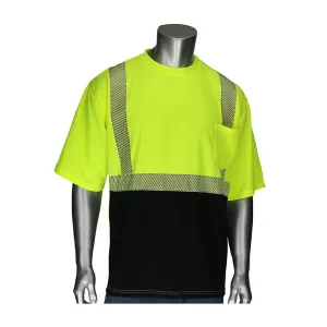 PIP 312-1275B-LY/S ANSI Type R Class 2 Short Sleeve T-Shirt with Black Bottom Front