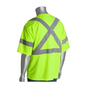 PIP 313-1400-LY/4X ANSI Type R Class 3 and CAN/CSA Z96 X-Back Short Sleeve T-Shirt