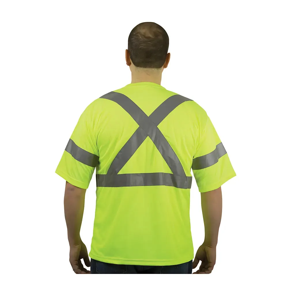 PIP 313-1400-LY/4X ANSI Type R Class 3 and CAN/CSA Z96 X-Back Short Sleeve T-Shirt