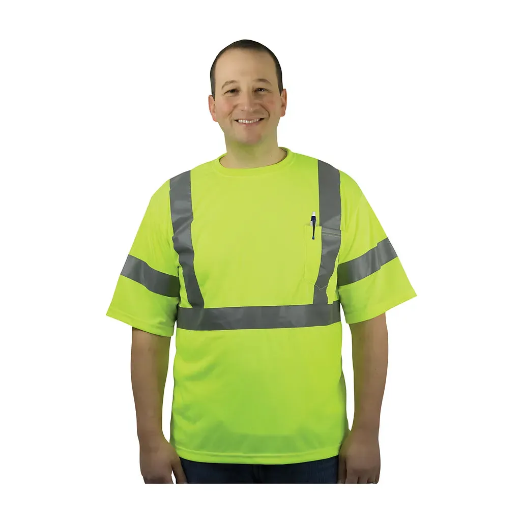 PIP 313-1400-LY/4X ANSI Type R Class 3 and CAN/CSA Z96 X-Back Short Sleeve T-Shirt