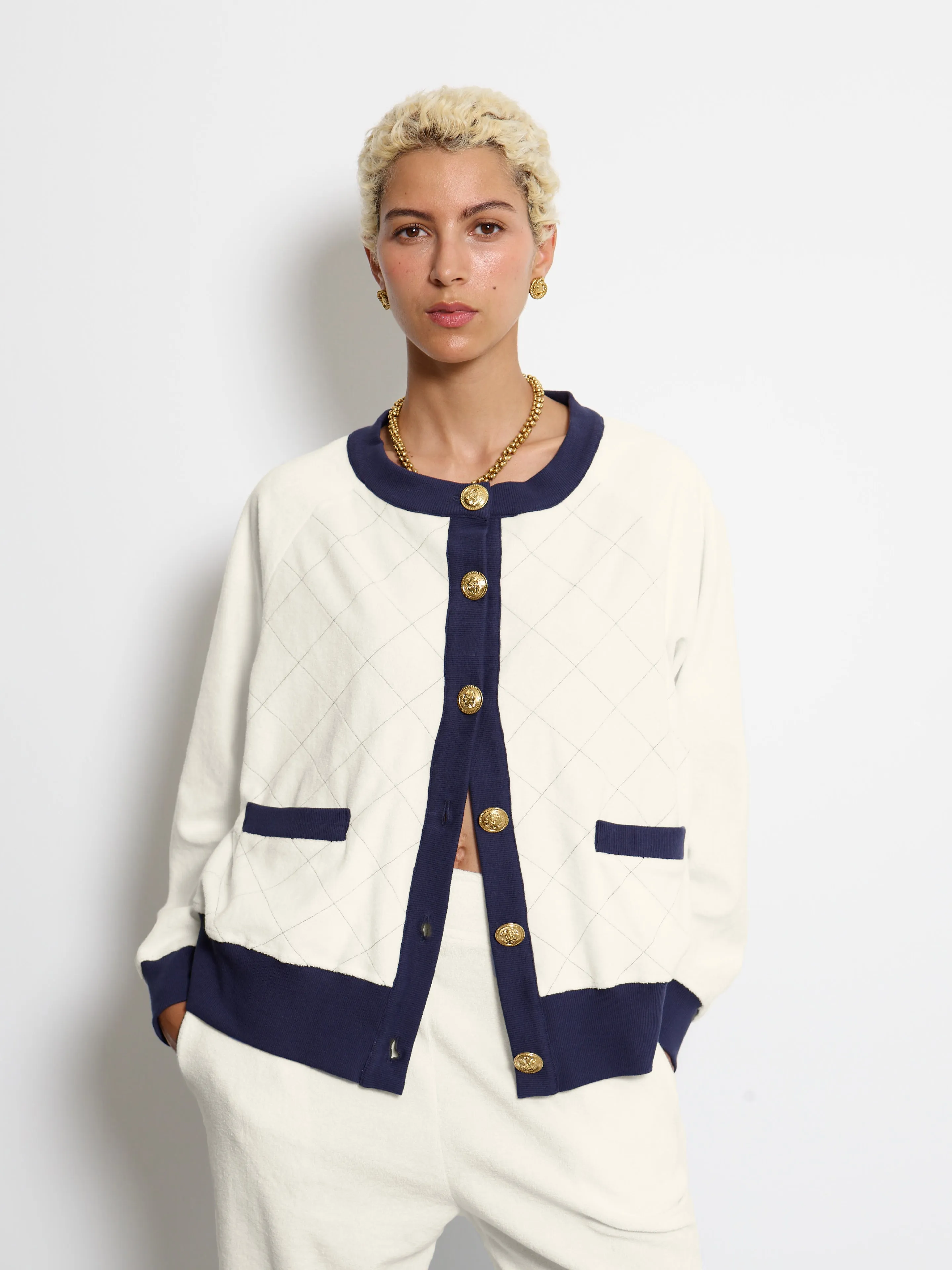 QUILTED BOMBER JACKET OFF WHITE