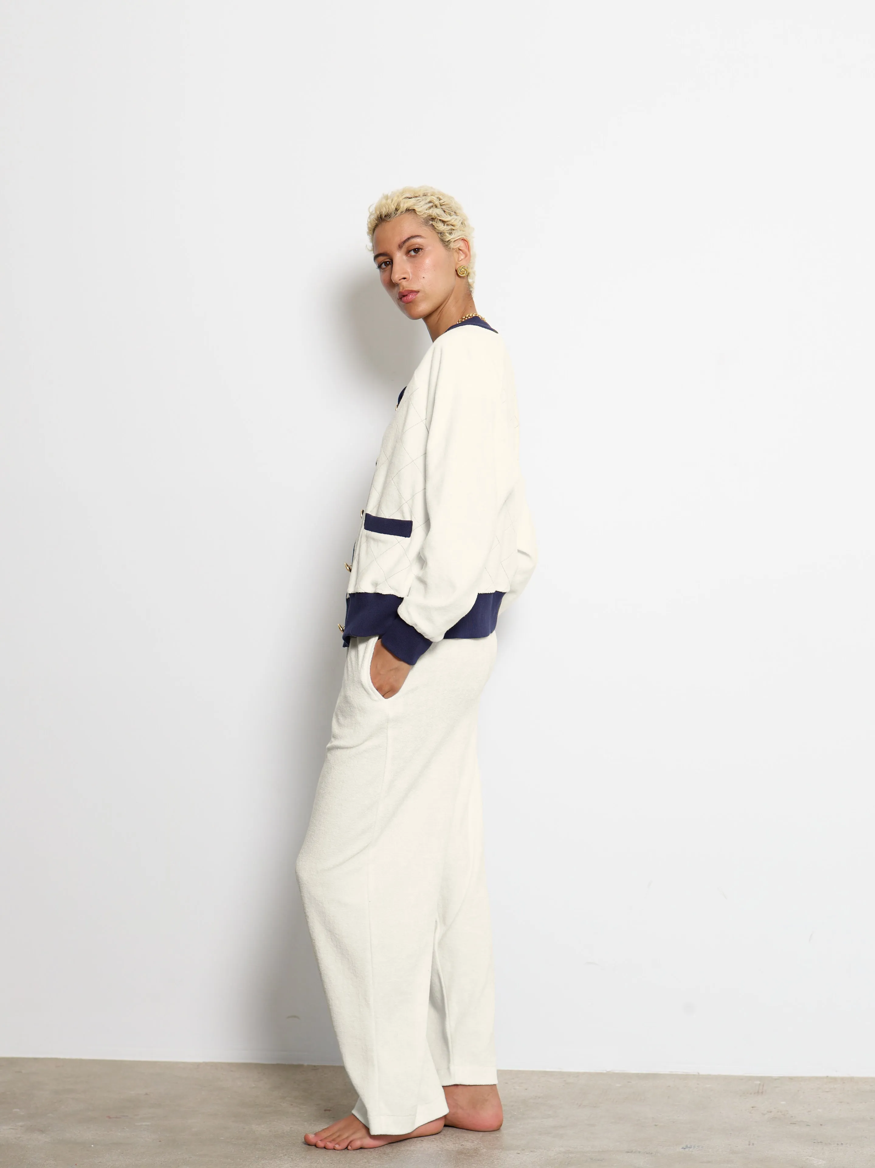 QUILTED BOMBER JACKET OFF WHITE