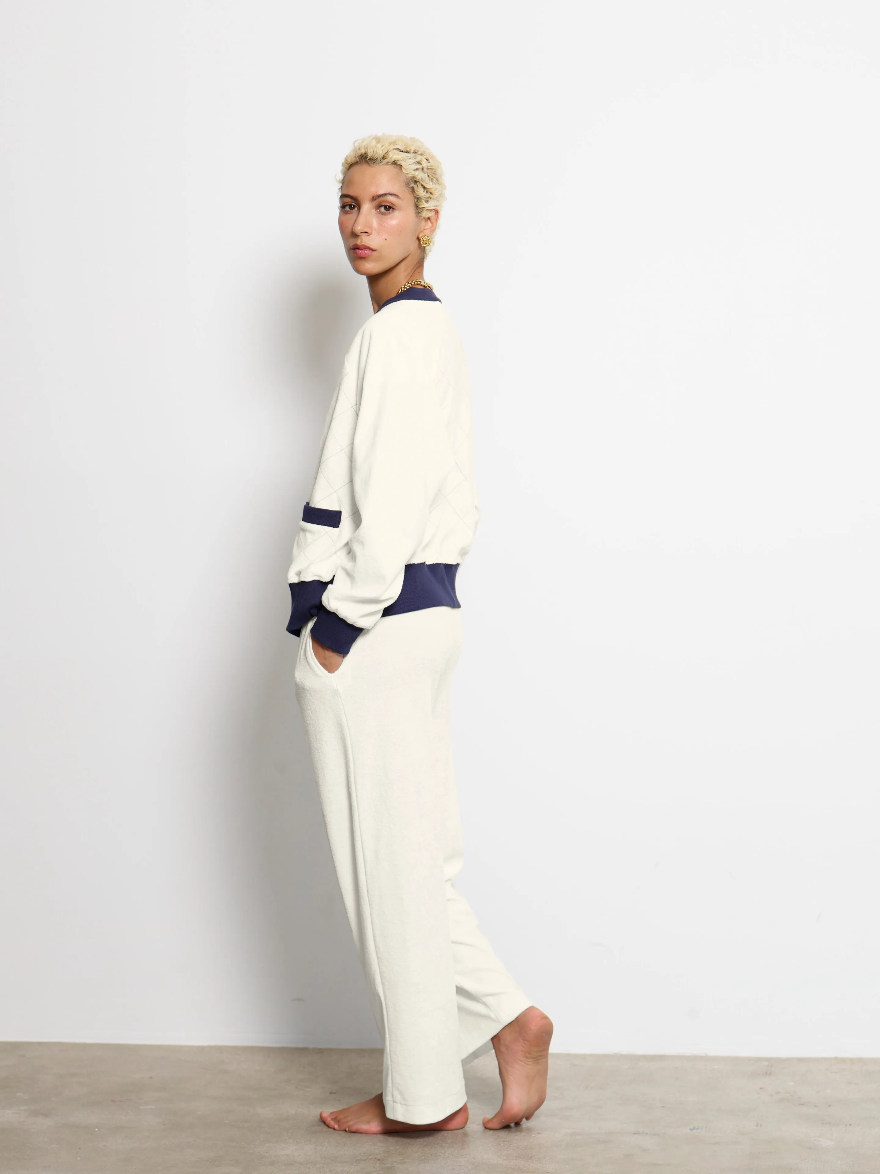 QUILTED BOMBER JACKET OFF WHITE