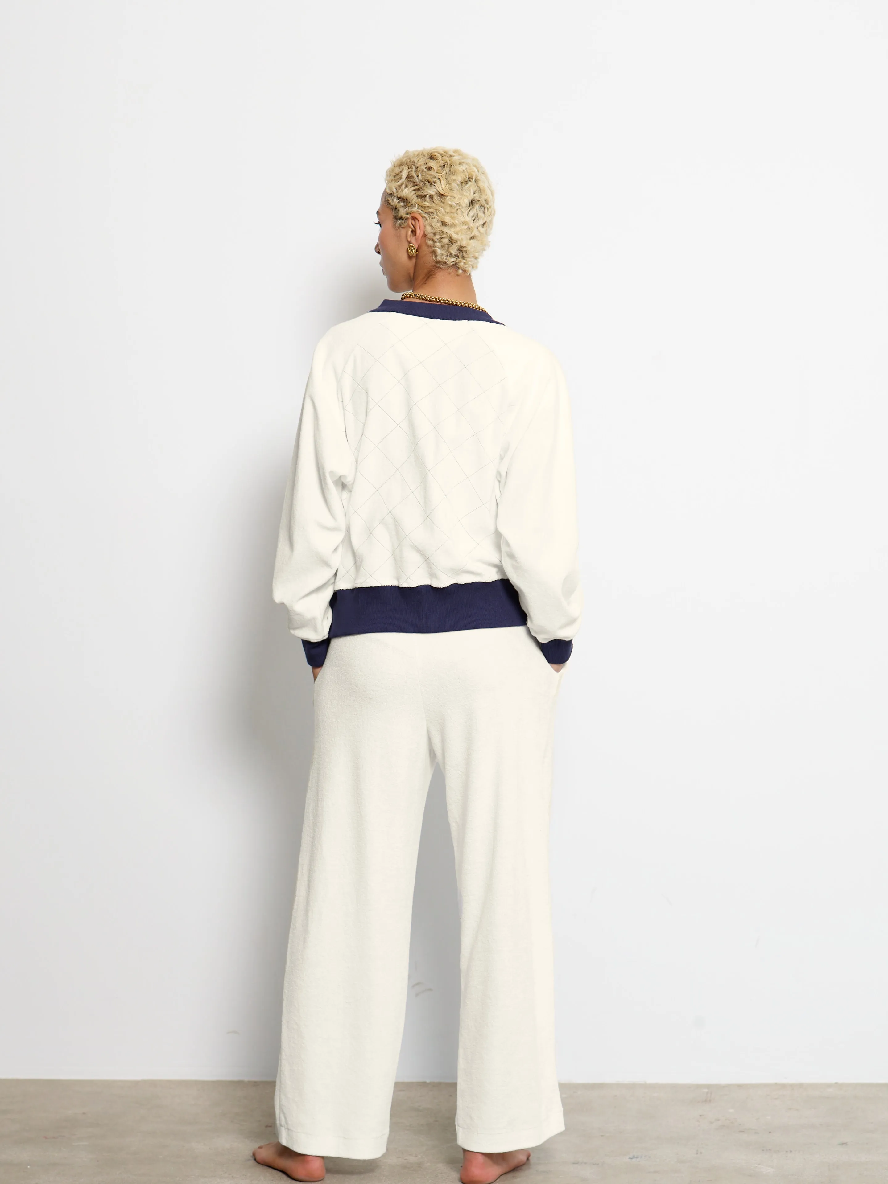QUILTED BOMBER JACKET OFF WHITE