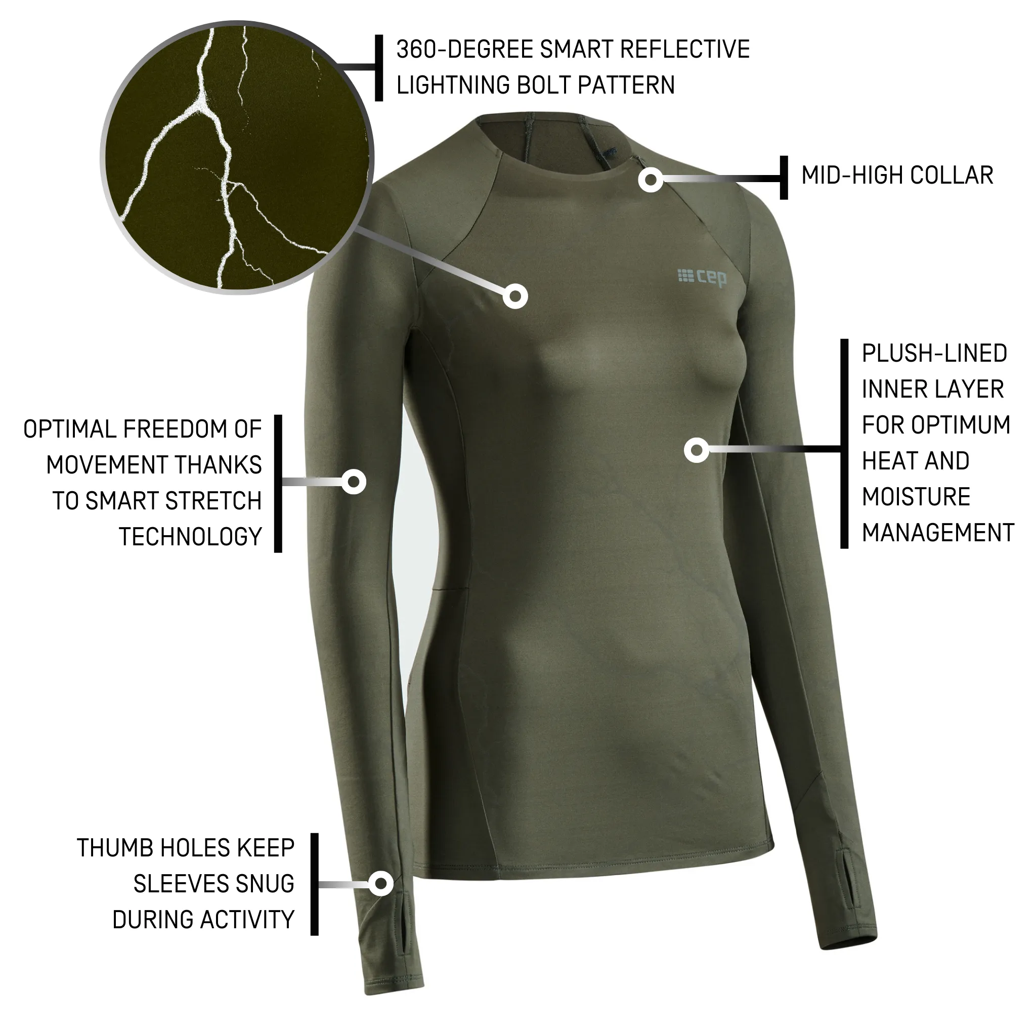 Reflective Long Sleeve Shirt, Women