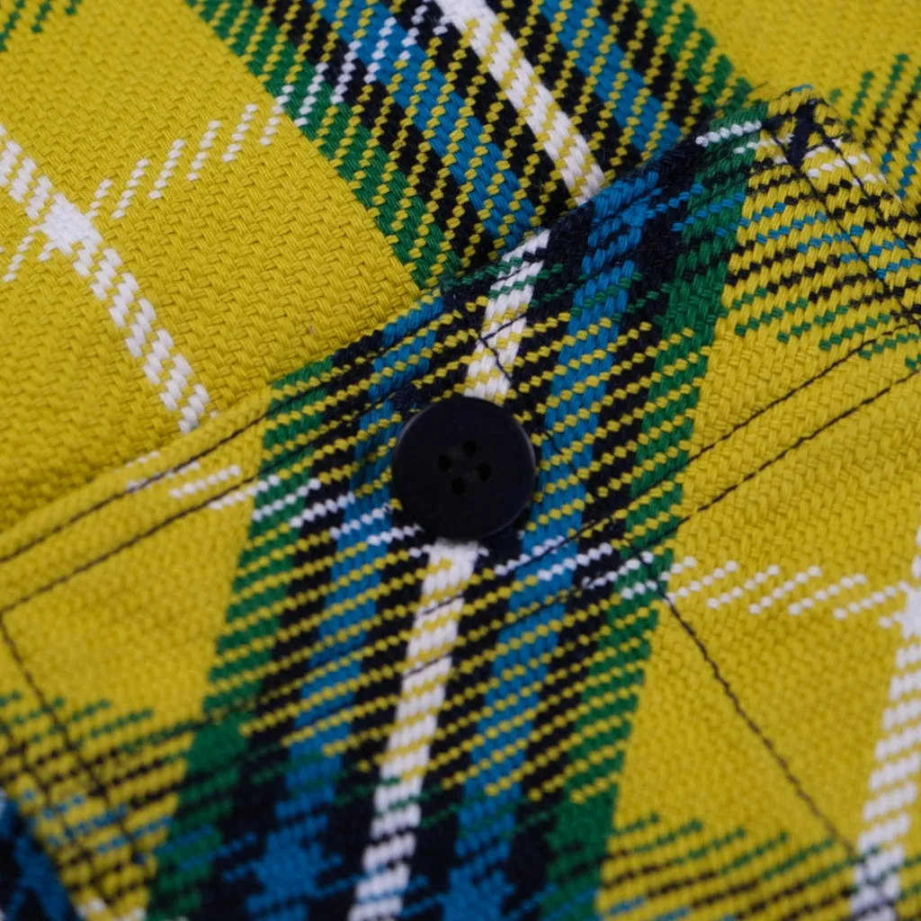 Samurai Jeans SIN24-02 Heavyweight Rope Dyed Indigo Flannel Shirt (Yellow)