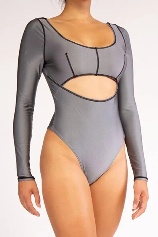 SCOOP NECK REFLECTIVE BODYSUIT