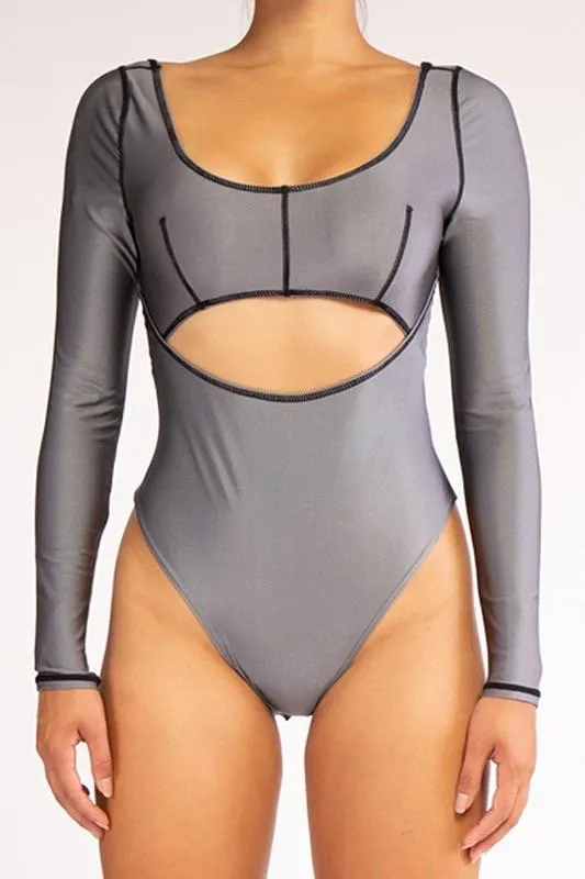 SCOOP NECK REFLECTIVE BODYSUIT