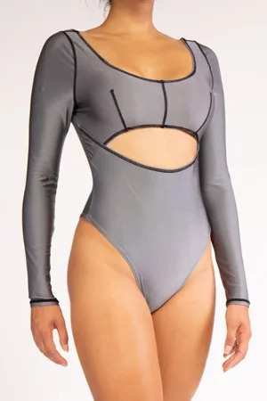 SCOOP NECK REFLECTIVE BODYSUIT