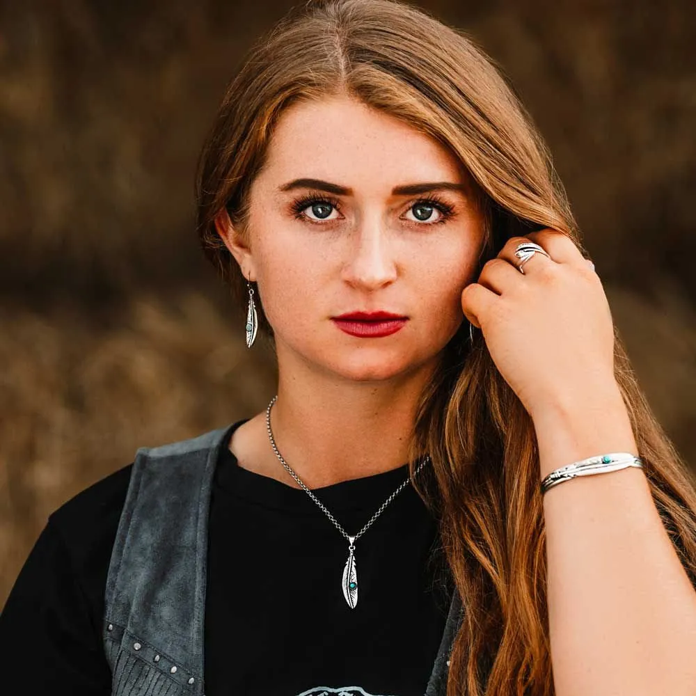 Solo Flight Turquoise Feather Necklace