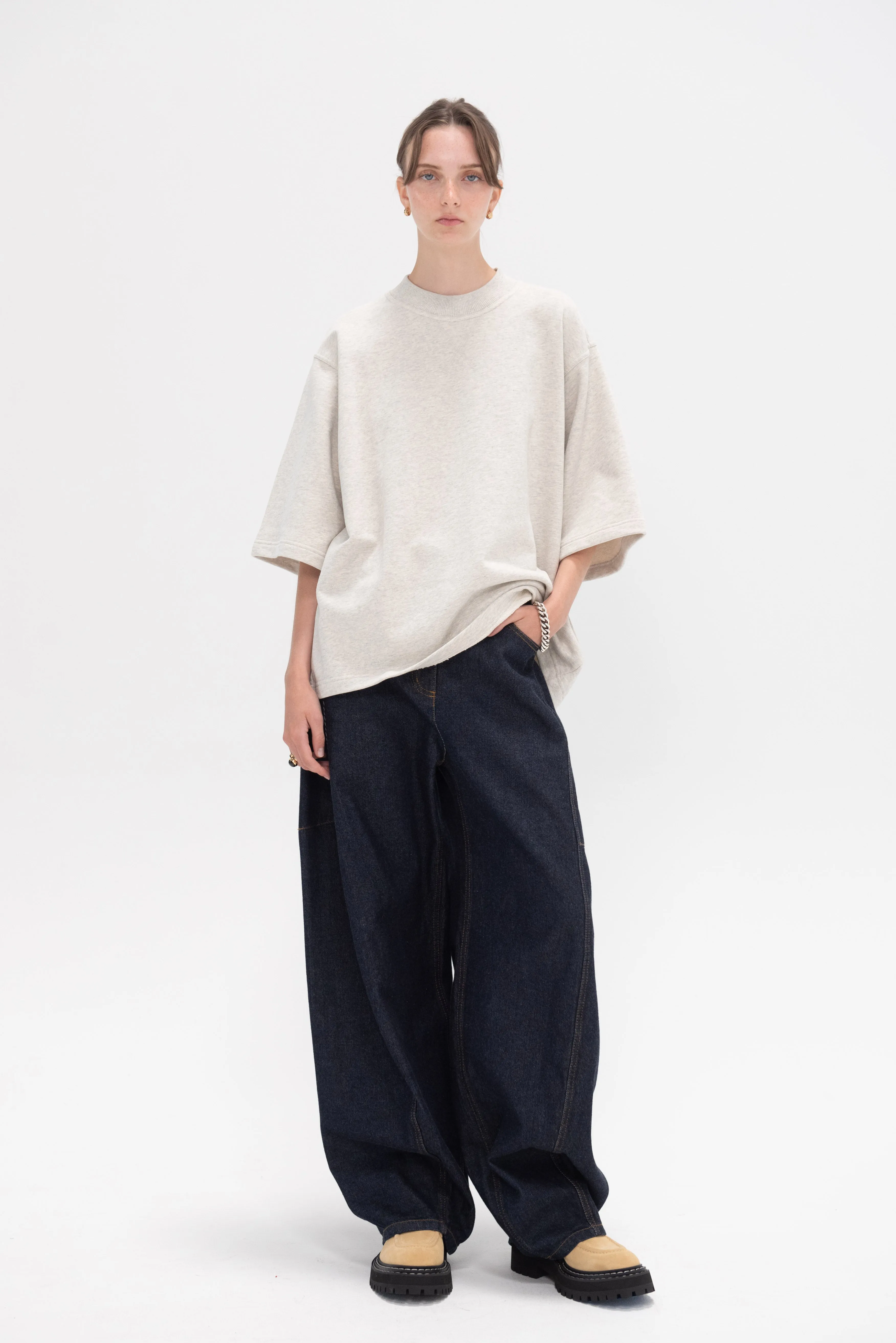 Thebe Short Sleeved Sweatshirt, Pearl Melange