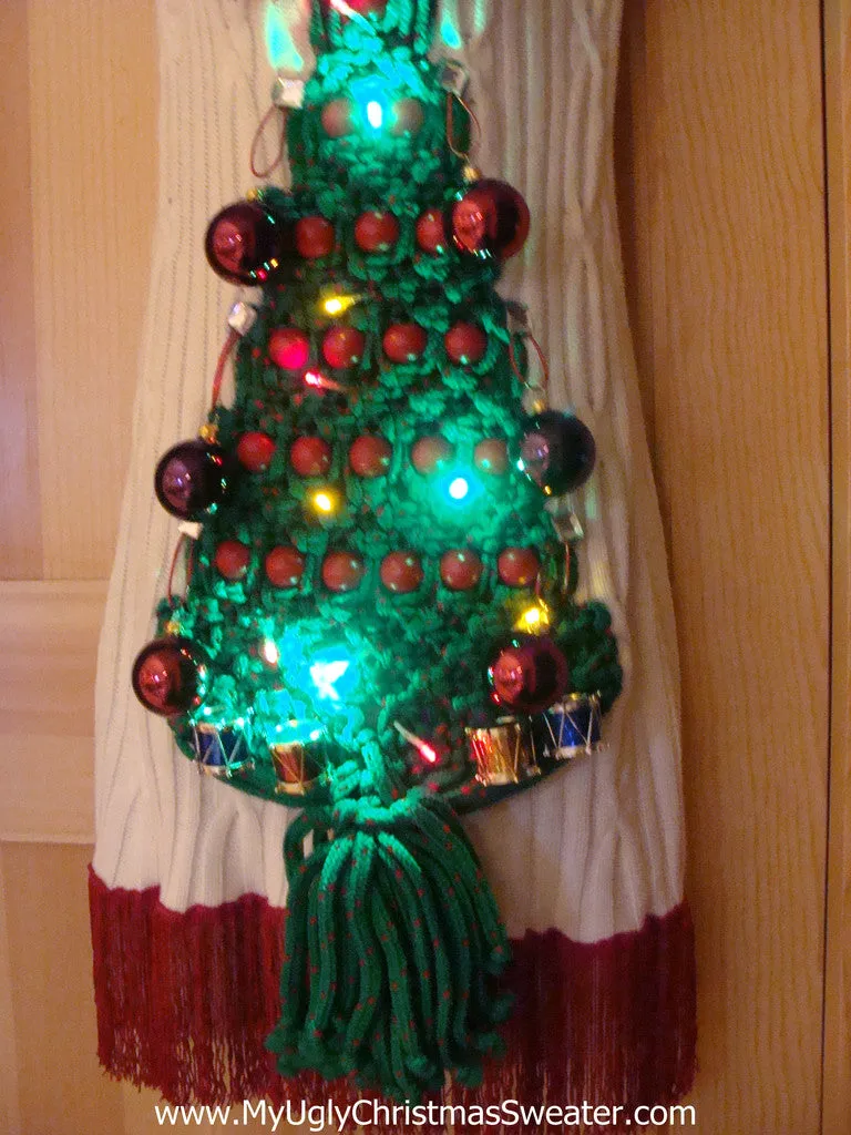 Ugly Christmas Sweater Party Tacky Dress with Lights and Macrame Tree (d58)