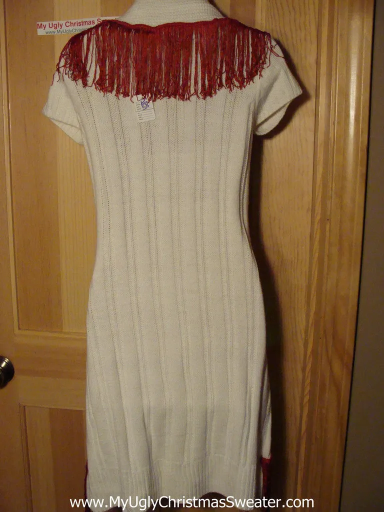 Ugly Christmas Sweater Party Tacky Dress with Lights and Macrame Tree (d58)