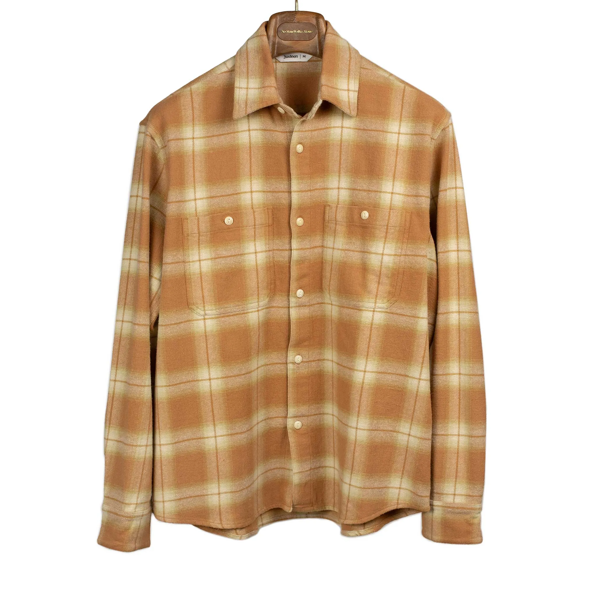 Utility shirt in orange shadow plaid flannel