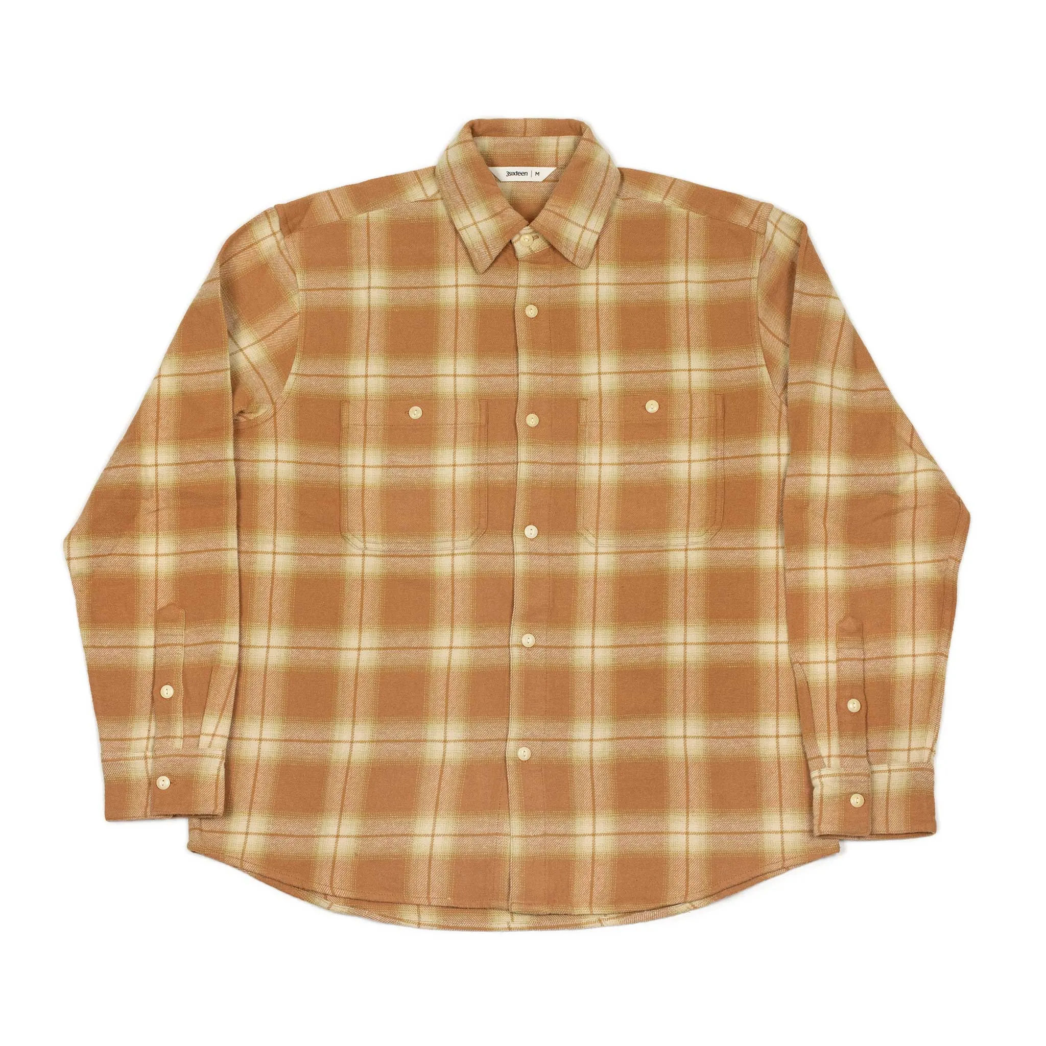 Utility shirt in orange shadow plaid flannel