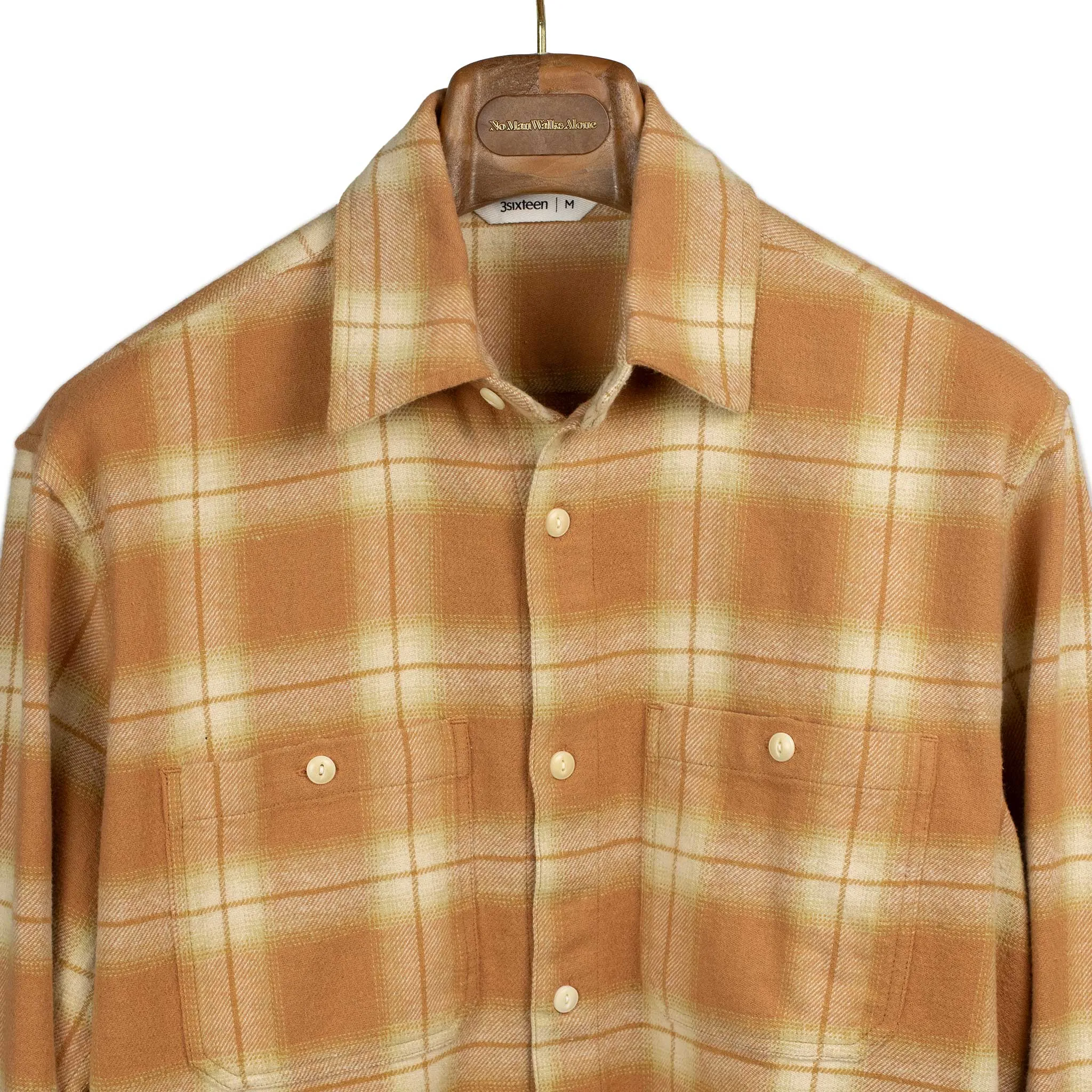 Utility shirt in orange shadow plaid flannel
