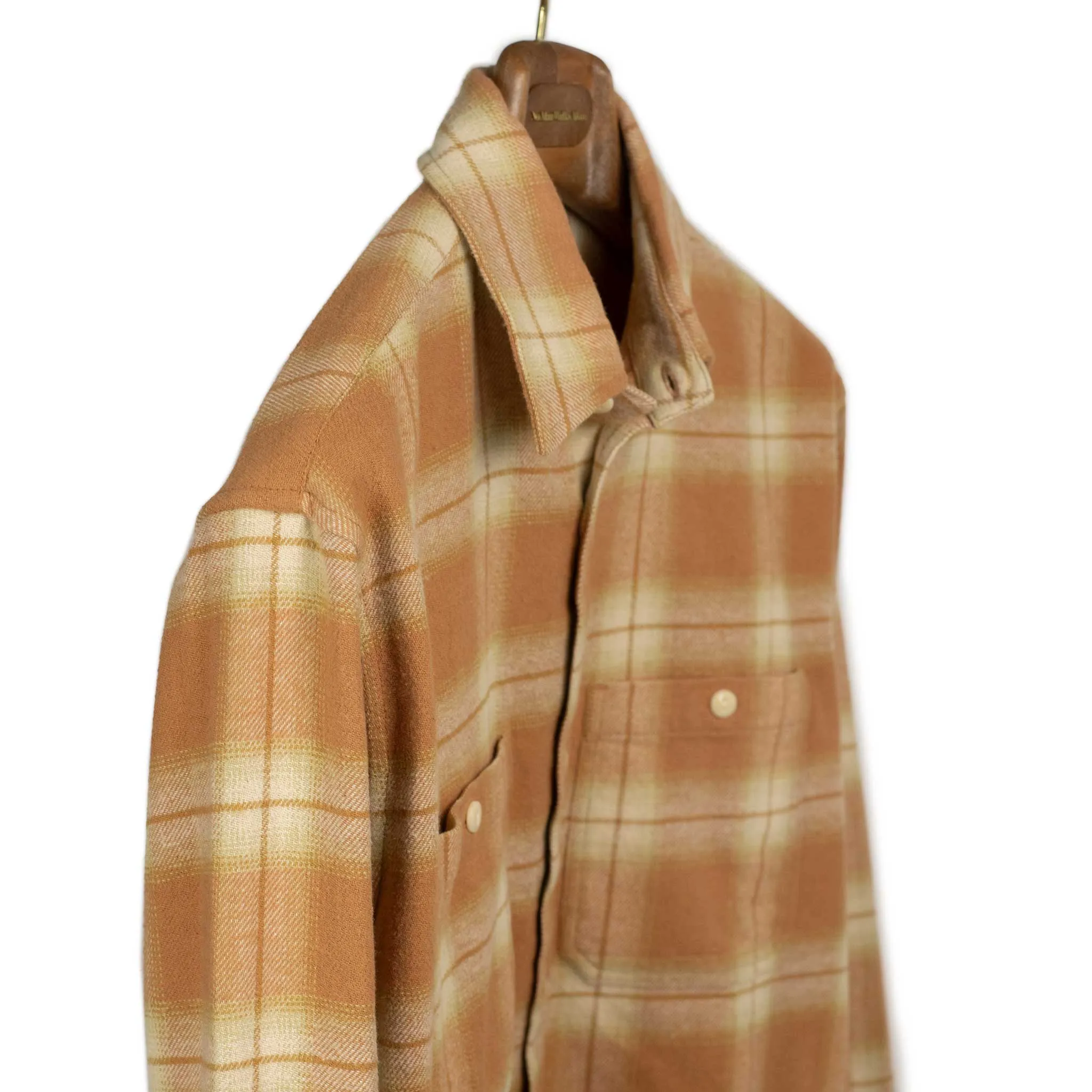 Utility shirt in orange shadow plaid flannel