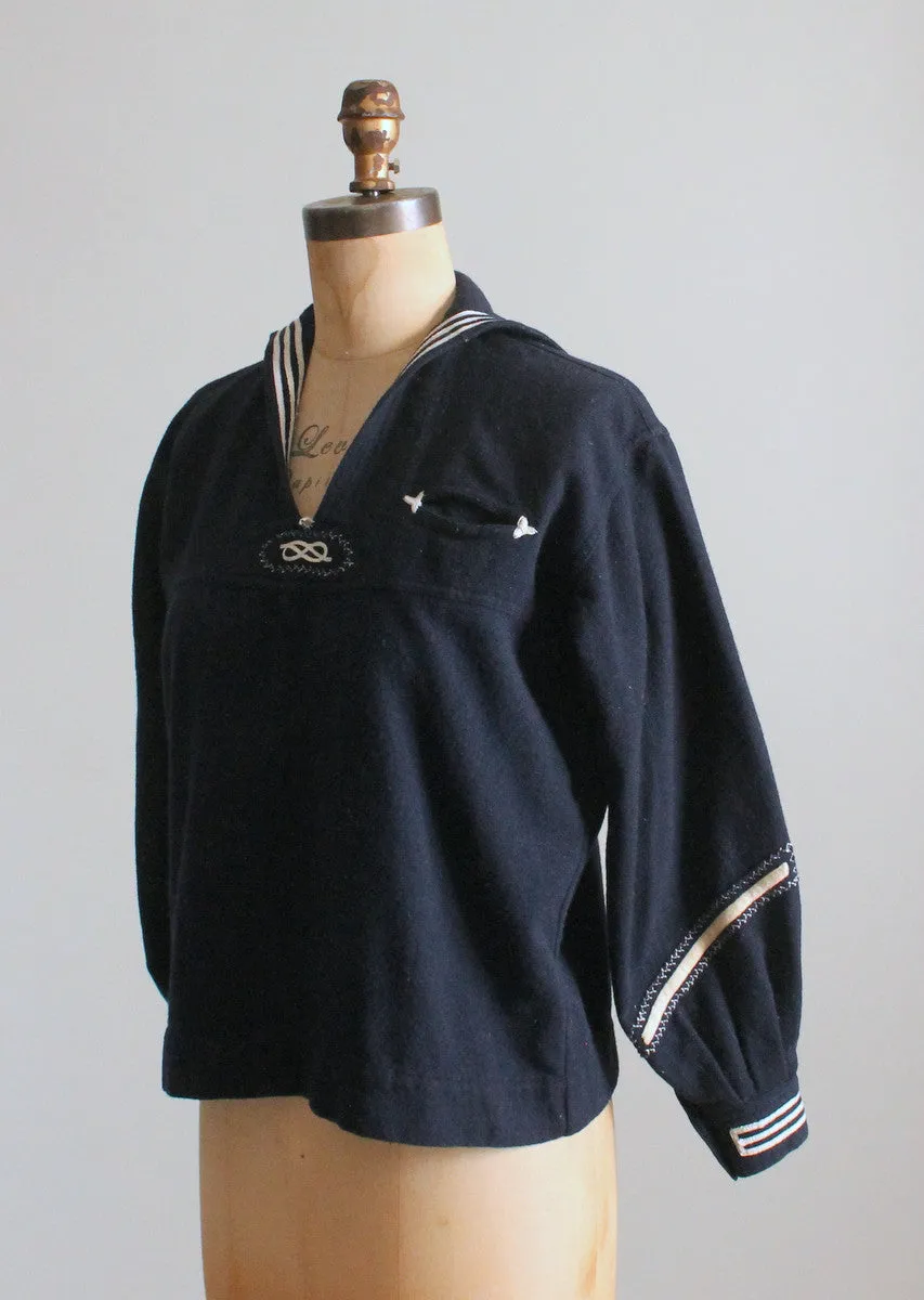 Vintage 1920s Saratoga Wool Sailor Middy Shirt